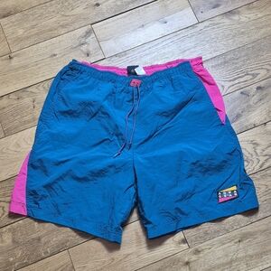 Vintage Nike Aqua Gear Teal and Hot Pink Swim Shorts